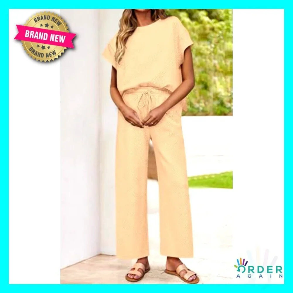 Oversized Lounge Set Casual Tracksuit Wide Leg Pants Matching Two Piece Outfit